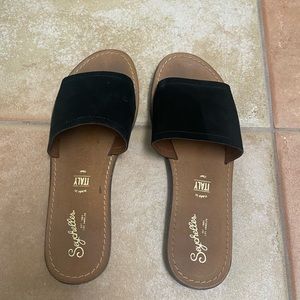 Seychelle black suede sandles